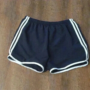 NWT ixspa women's black with white stripe gym shorts size large‎